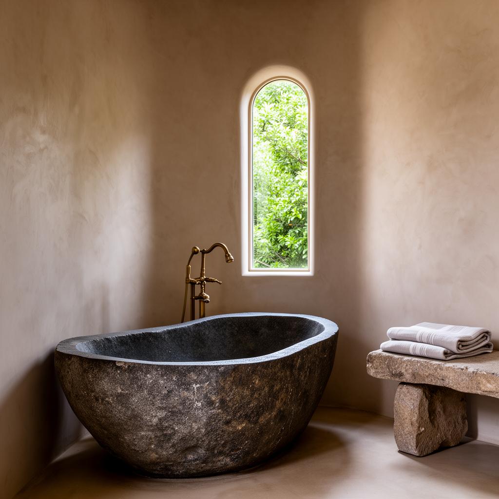 Stone, light, water — bathroom as ritual